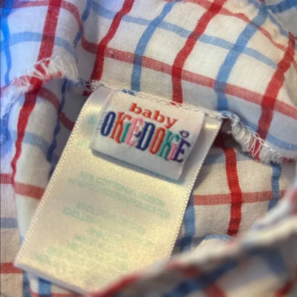 Vintage okie dokie Plaid Kids Overalls with Baseball Design size 3-6